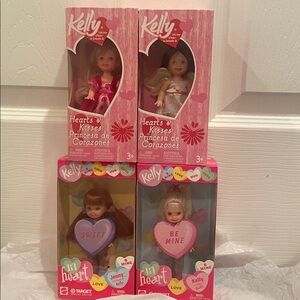Mattel 4 Valentine Barbie Kelly Dolls Mattel 2001 & 2004 NEW